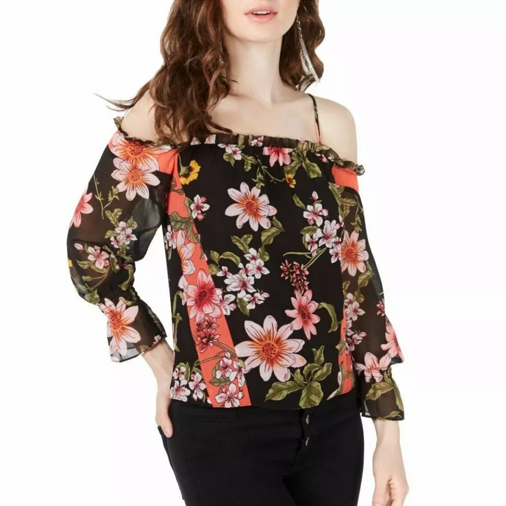 NWT Guess Savina Cold Shoulder Top Size: LARGE